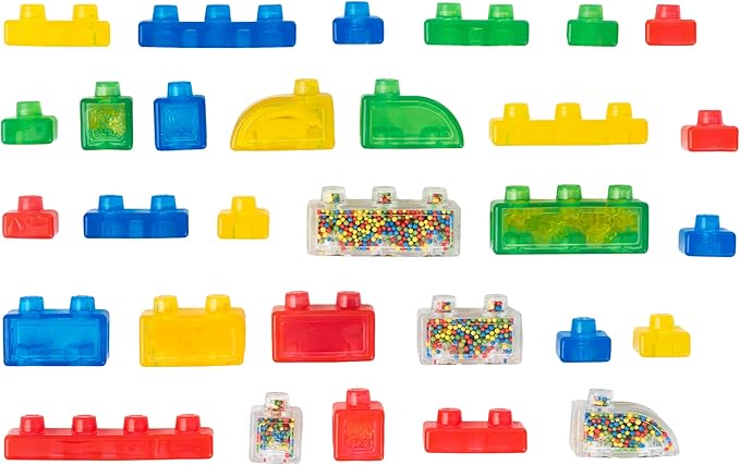 Jelly Blox Stash 'N Stack 2-in-1 Storage Case with 30 Blocks | Toddler &amp Preschool Building Blocks Kids Can Squeeze &amp Stretch | MESH ACCREDITED | Safety Tested &amp Ouch-Free | Sensory Play T