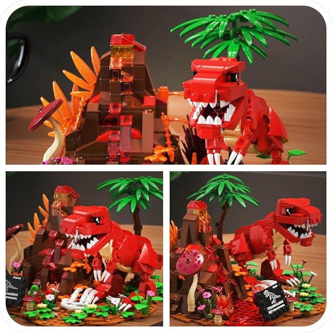 Dinosaur World T-Rex Building Set- Compatible with Lego Sets for Boys 8-14 Jurassic Volcano Era Building Birthday Gift Set for Boys &amp Girl (559 Pcs)