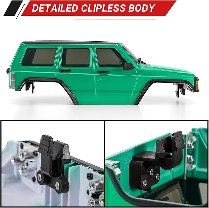 INJORA 6.10in 133g Wheelbase ABS Hardtop Cherokee Body for TRX4M Bronco Defender Chassis 1/18 RC Crawler Upgrade(Green)