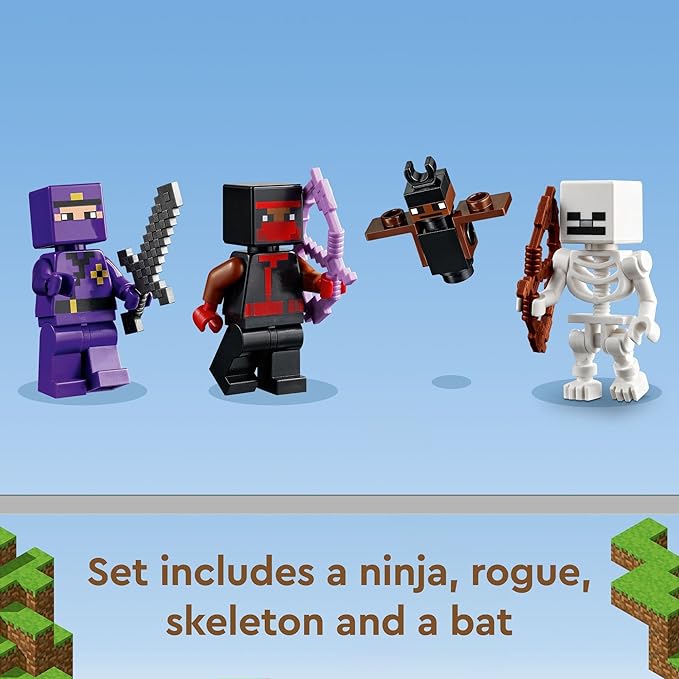LEGO Minecraft The Training Grounds Toy Building Set 21183 Minecraft Toy for Kids Boys and Girls Age 8+ Years Old Building Kit with House Cave Trapdoor and Ninja Rogue and Bat Minecraft Figures