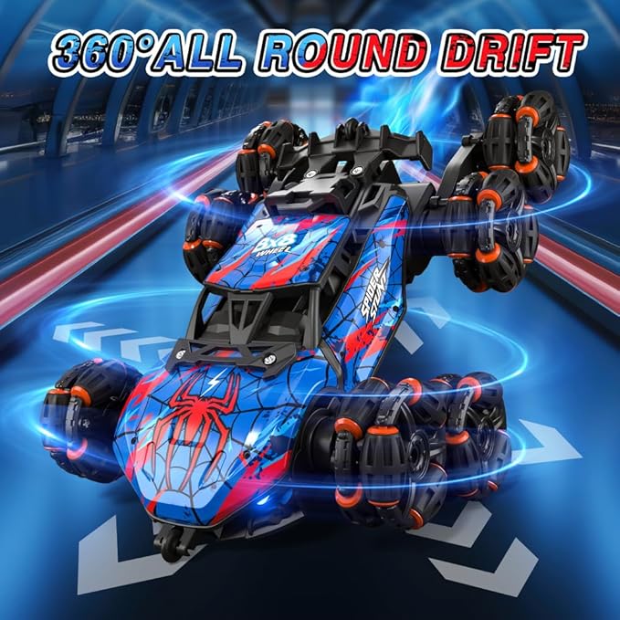 Sunrad 8WD Gesture Sensing RC Stunt Car with Spray &amp Light &amp Music for Kids Age 6-8-13 Spider Hand Remote Control Car 2.4Ghz Double-Sided Climbing Drift RC Car Toys Birthday Gift for Boys