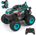 DYODYORC Remote Control Car 2.4Ghz All Terrain Dinosaur Monster Truck Toys RC Truck with Music 3 Lighting Effects 360 Stunt Capable 2 Batteries Ready to Run Toy Gifts for Boys and Girls (Cyan)