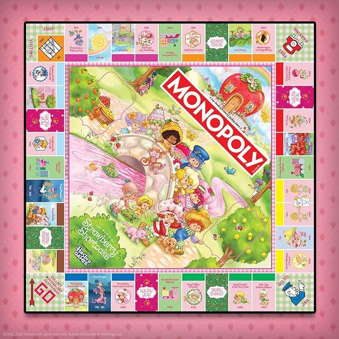 Monopoly: Strawberry Shortcake Board Game Buy Sell &amp Trade Locations Like Big Apple City Citrus Acres &amp More Includes 6 Collectible Tokens Like Blueberry Muffin's Basket &amp More Offici