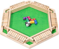 Shut The Box Dice Game - Classic Wooden Tabletop Game for 2-6 Players - Natural Wood Finish Family Board Game for Adults &amp Kids - Perfect for Parties Bars Classroom Math Learning