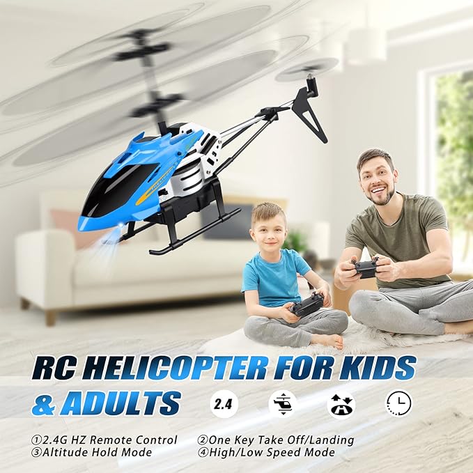 Dolanus RC Helicopters - Remote Control Helicopter Toys: One Key Take-Off/Landing Automatic Altitude Hold LED Light &amp 3.5 Channel Gyro Stabilizer Flying Toys - Gift for Boys/Girls Kids Adults