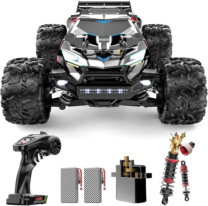 DEERC 308E Brushless Fast RC Cars for Boys &amp Adults 55KM/H 1:18 Off-Road RC Truck All Terrain 4x4 Racing Mecha Car 50 Mins Waterproof Remote Control Monster Truck Compatible with 3S Battery