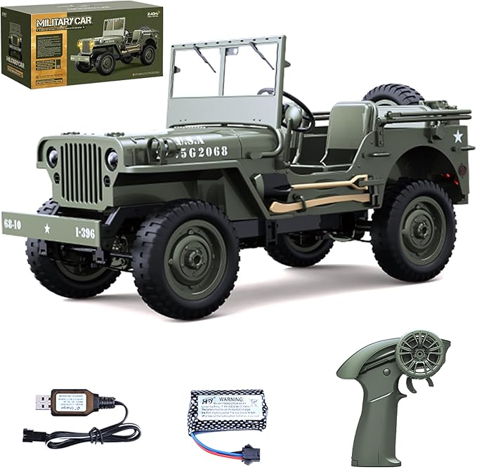 Remote Control Car 2.4Ghz 4WD Off Road RC Jeep Rock Crawler Vehicle with Linked Lights 1:10 Scales All Terrain Remote Control Trucks RTR Hobby RC Car for Teen Adults