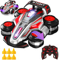 1:14 Drift Remote Control Car 2.4GHz 4WD RC Cars Rotating 360 Degrees Vehicle Toys with Lights Music Upright Walking Four-Wheeled Rollover Stunt Car Gifts for Boys Girls 6-12 Year（Red）