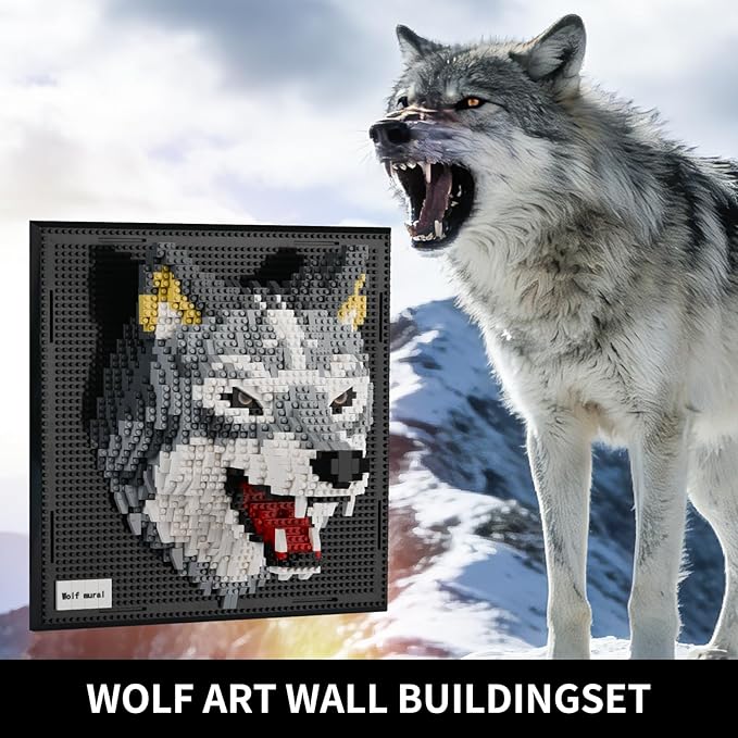 BNG Animal Wall Art Wolf Building Blocks SetsA Wall Decor Set for Adults Who Love Creative Hobbies Gift Toy for Adults (2214 PCS)