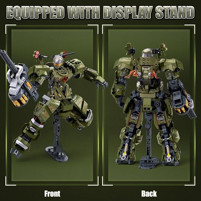 HIGH GODO Main Battle Mech Robot Transforming Building Blocks Set for AdultsCity Warrior Justice Hero Soldier Mech Model Building Kit Cool Creative Robots Toys Gift for Teens 598 Pieces