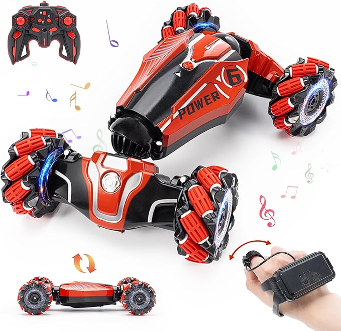 Gesture Sensing RC Stunt car 4WD Drive Watch Remote-Controlled Vehicle Bidirectional Drifting Off-Road Vehicle with Music and Lights Toys for BoysPresents for Kids 4-12 Old