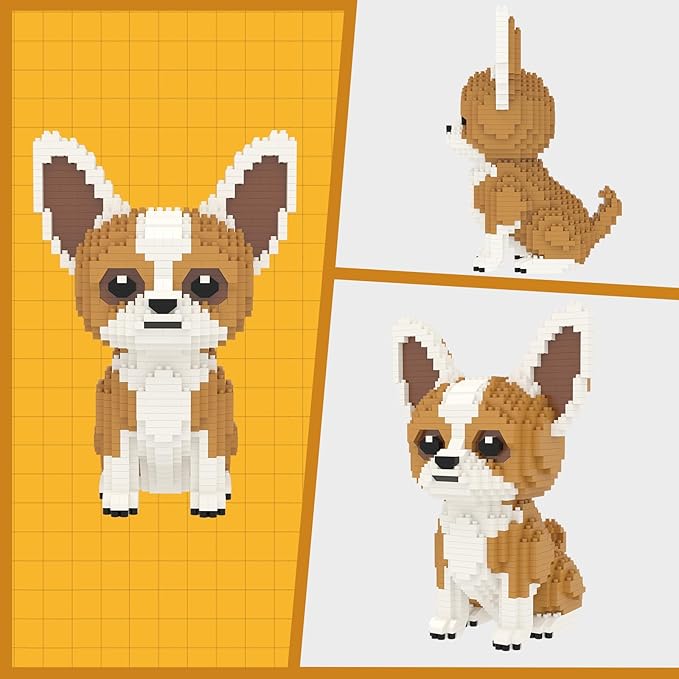 Larcele Micro Building Blocks Set DIY Mini Building Toy Bricks for Age Over 12 Years 1109 Pieces KLJM-02 (Chihuahua)