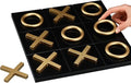 11.8x11.8 Inch Tic Tac Toe Wood Game Board Coffee Table Decor Modern Wooden for Board Table Top Living Room Decor Fun Family Party Adults Travel Ages15+ (Black Gold)