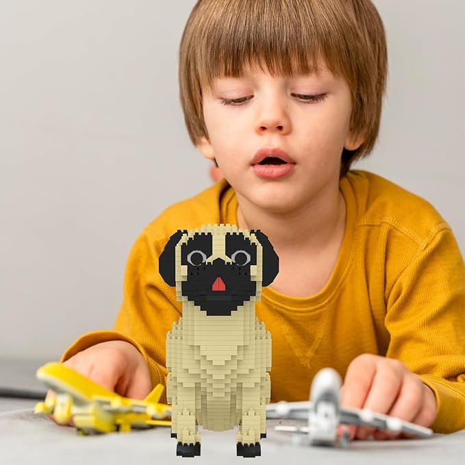 Larcele Micro Building Blocks Set DIY Mini Building Toy Bricks for Age Over 12 Years 1033 Pieces KLJM-02 (Pug Dog)