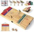 21 Inches Horse Racing Game Horse Race Board Games with 11 Luxury Metal HorsesThickened Wood ChessboardChipsCards and Dice Classic Wooden Table Top Board Games for Adults and Family