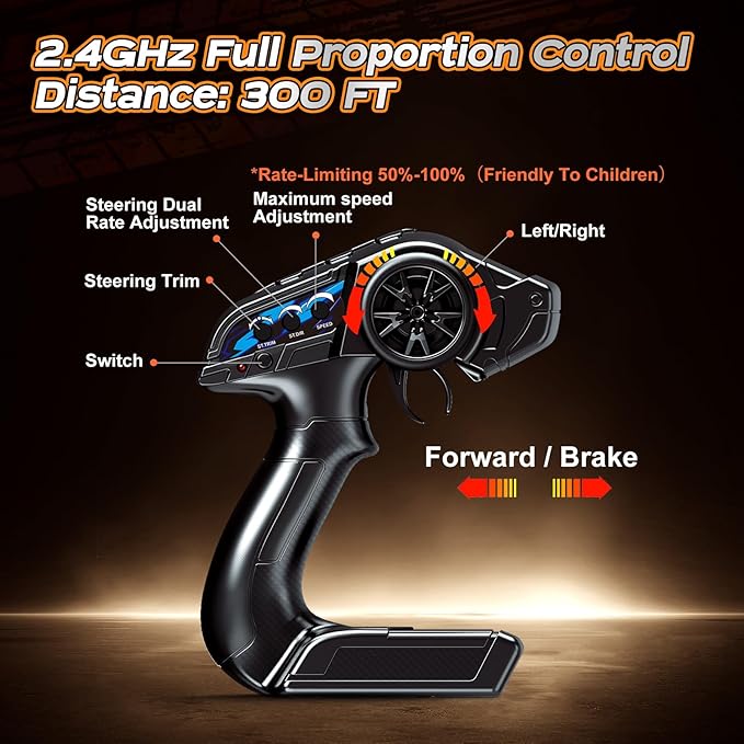 1/14 Brushless RC Cars for Adults Max 42mph Oil Shock Absorber Electric 4WD High-Speed Off-Road RC Car Remote Control Car for Adults RC Truck with Two 3S LiPo Batteries 1200 mAh