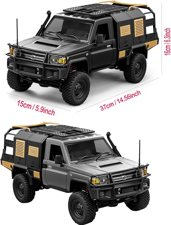 MN82S RC Rock Crawler 2.4Ghz Toyota Remote Control Truck 4WD 2 Speeds Switch RC Crawler Off-Road Pick-up with 2 Upgraded 1200mah Battery 1/12 Scale Trucks (MN82S-Black)