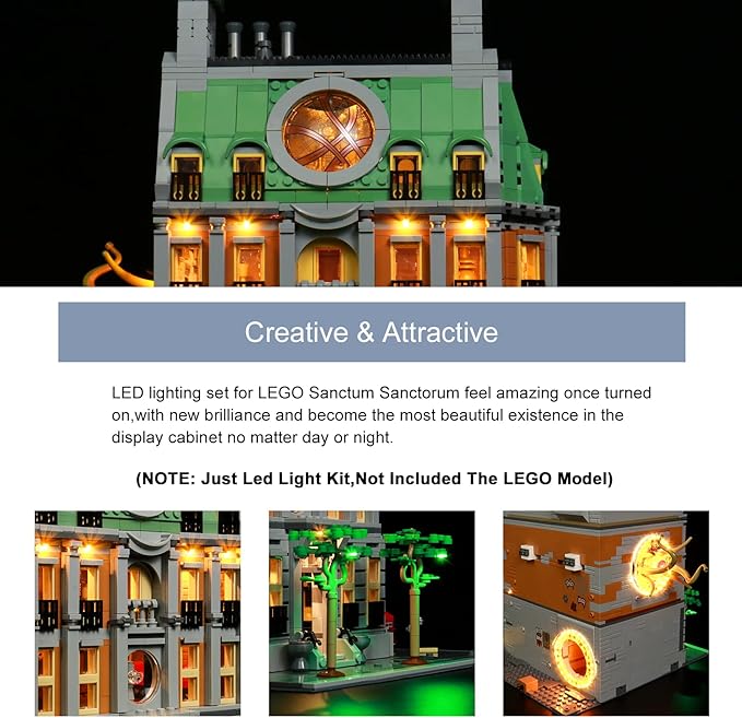 BrickBling LED Light Compatible with Lego Sanctum Sanctorum 76218 Modular Building Set Creative Lights Compatible with Lego 76218-Upgraded Version (Without Model)
