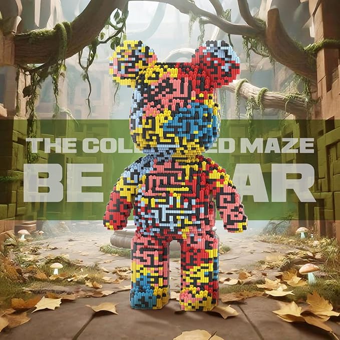 DAHONPA Maze Pattern Bear Micro Building Blocks Set (7250 Pieces) Bear Bricks Set Creative Home &amp Office Decor Gift for Adults and Kids