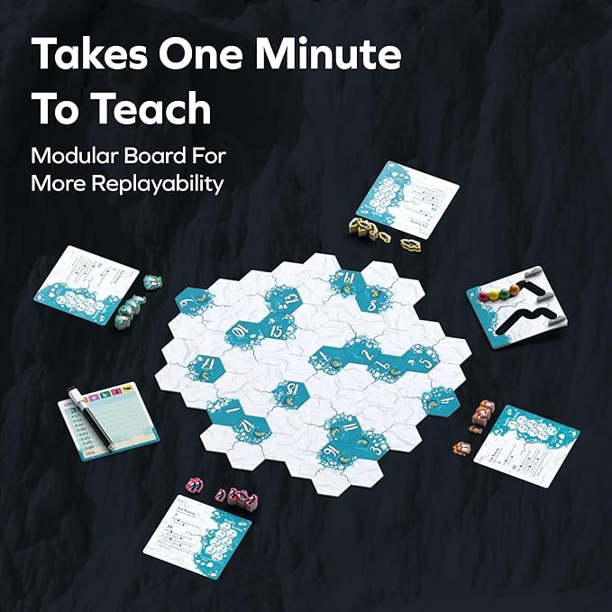 Allplay Waddle Board Game for Adults and Families - Connect Groups of Penguins to Claim The Most Fish - 1-Minute to Teach in A Small Box - 15 Min 2-5 Players Ages 7+