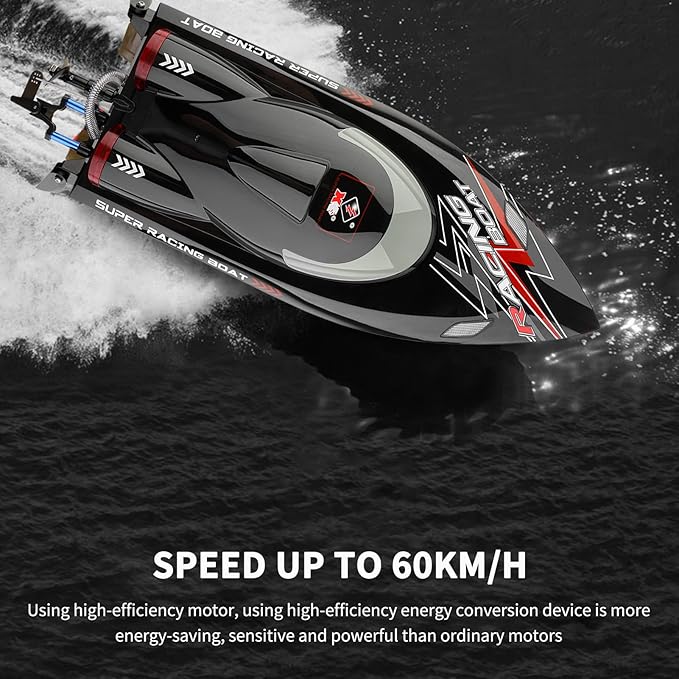 GoolRC WLtoys WL916 Remote Control Boat 60KM/H High Speed RC Racing Boat for Pools or Lakes 2.4GHz RC Boats with Low Battery Alarm for Teens and Adults