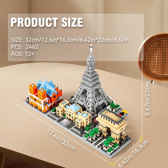 DAHONPA Paris Skyline Architecture Micro Mini Building Blocks Set(2462 Pieces) Gift for Kids and Adults