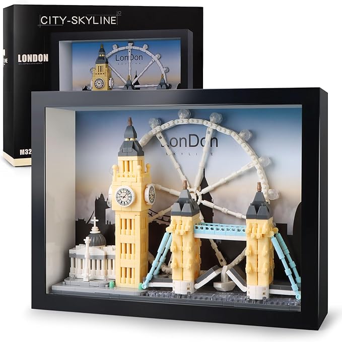 London City Skyline Micro Building Set World Famous Architecture Model 3D Wall Art Home Office Décor Display Landmarks London Bridge Gift Toy for Adults Kids 12+ (1111PCS)