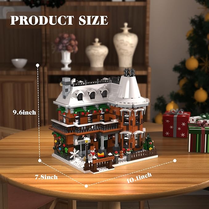 It's A Wonderful Life House Building Set with LED Light Christmas Holiday Snow House Building Blocks Toy Compatible with Lego Chritmas Village Gifts for Friends、Family Ages 18+ (1549PCS)