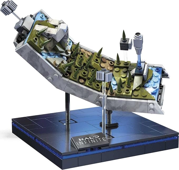 MEGA Halo Infinite Toy Building Set Forerunner Ring Installation with 301 Pieces and Accessories 5 Inches Tall for Collectors