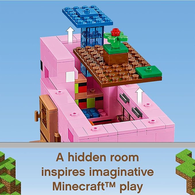 LEGO Minecraft The Pig House 21170 with Alex Creeper and 2 Pig Figures Animal Building Toy Great Gift for Kids Boys &amp Girls Ages 8+