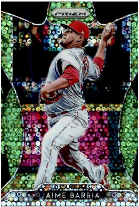 2019 Panini Prizm Lime Green Donut Circles Prizm #41 Jaime Barria Los Angeles Angels Baseball Card