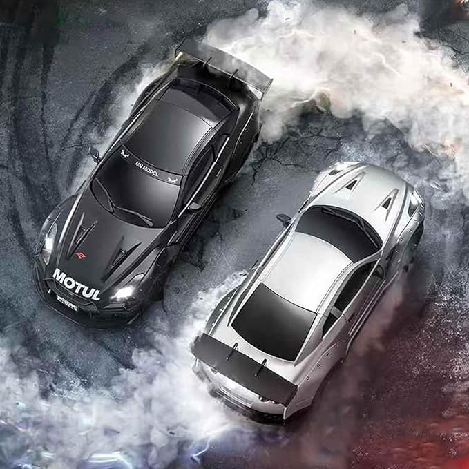 1/16 Scale RC Drift Car MN-268 RWD Mini RC Vehicles Model with Gyro Spare Tires &amp LED Lights for Adults Hobby Toy Gifts (Silver)