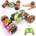 Gesture Sensing RC Stunt Car - Remote &amp Hand-Controlled Drift Toy for Kids Ages 5-7 6-8 9 10 11 12 Year Old 4WD Double-Sided Driving with Lights &amp Music