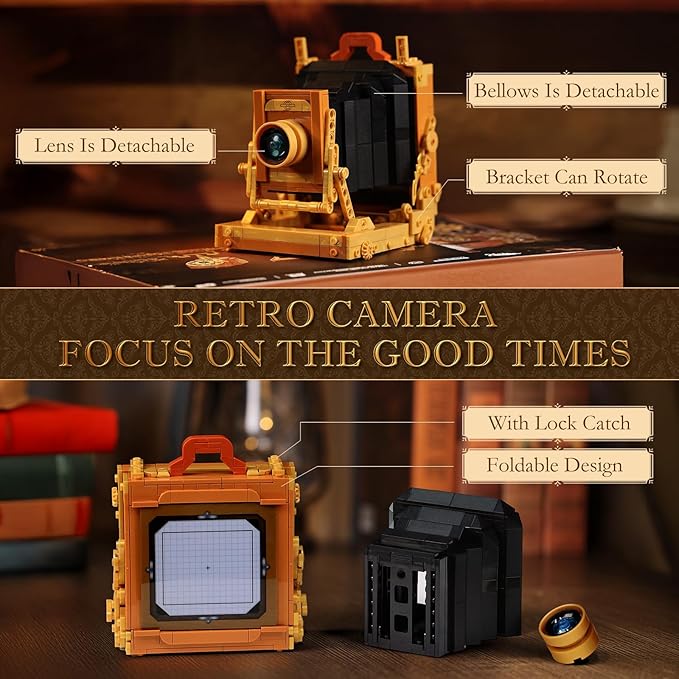3 in 1 Building Block Sets Retro Camera Telephone Record Player Building Toys 1438 Pcs Vintage Collectible Model Kit for Home Office Decor Nostalgic 80s Gift for Adults &amp Teens 14+