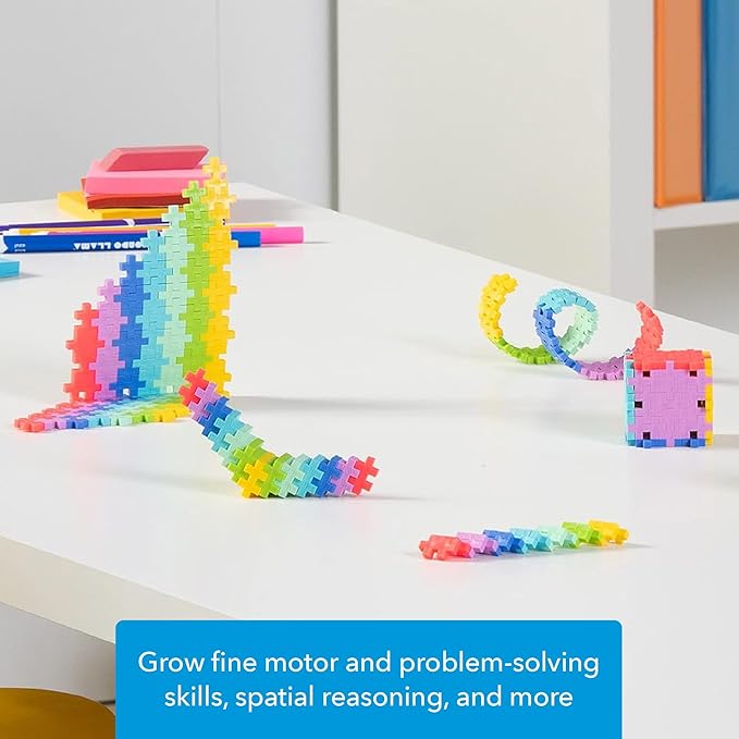 PLUS PLUS 240 Piece Interlocking Building Blocks for Kids Open Ended Connecting Toys STEM Bin Mini Manipulatives - Tropical Mix Play Tube &amp Baseplate