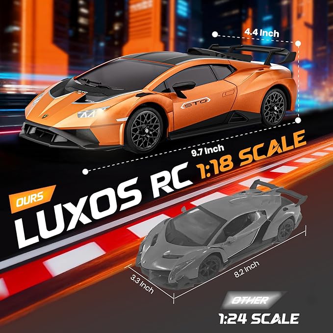 Lamborghini Remote Control Car 1:18 Scale Officially Licensed Lamboghini Toy Car Cool RC Cars Toys for 4 5 6 7 8 9 10 11 12 Year Old Boys Kids Adults Gifts15km/h Fast RC Drift Car (Orange)