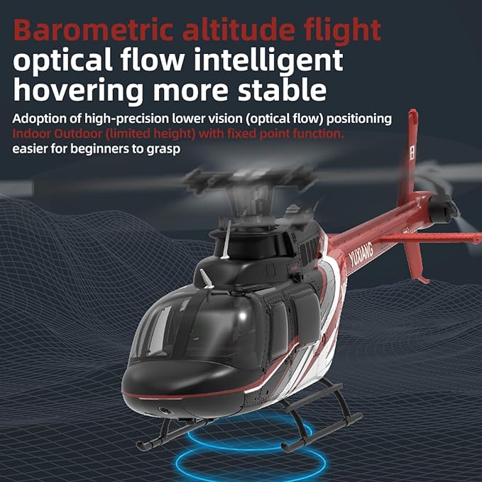 6 Channel Remote Control Helicopter with Brushless Motors Altitude Hold Gyro Optical Flow Positioning Function 2.4GHz Aileronless Mini Aircraft Toy for Beginners Teens Adults