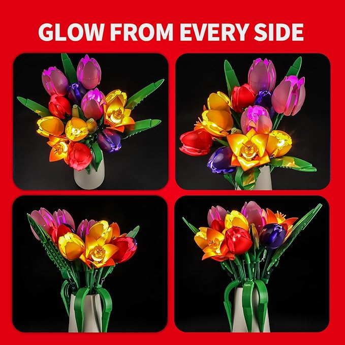 BRIKSMAX 2.0 Light Kit Compatible with Lego The Botanical Collection Tulip Bouquet 11501 Building Sets- LED Lighting Kits (Accessories Only) for Display Perfect Valentine's Gift &amp Collectors