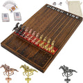 Horse Race Board Game Racing Game Thickened Solid Wood with 11 Luxurious Durable Classic Metal Horses with 2 Dice and 2 Boxes of Cards Horse Racing Game (Rustic Brown Rectangle)