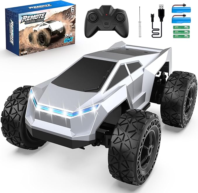 1:18 Scale Remote Control Car Truck 2.4GHz All-Terrain RC Car Toy with LED Lights Boy Toys Monster RC Trucks Birthday Gifts for 4 5 6 7 8 9 10 Year Old Boys Age 4-6 6-8 8-12