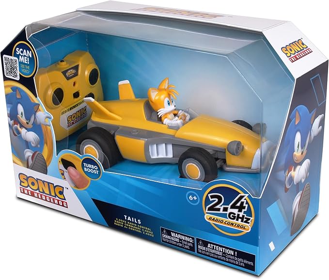 Sonic Racing RC: Tails The Fox - NKOK (603) 2.4GHz Remote Controlled Car with Turbo Boost Officially Licensed Sega Sonic The Hedgehog Battery Powered Ages 6+