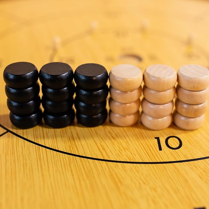 27 Inch Crokinole Board Game Crokinole &amp Checkers with 22 Inch Playing Surface 24 Discs and Storage Bag Canadian Heritage Tabletop Games Dexterity Krokinole Games for Families and Friends