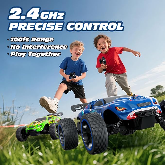 Tecnock RC Cars for Kids 1:18 Scale 2WD RC Car with USB-C Easy Charging 2.4GHz Remote Control Car with LED Lights &amp 50 Mins Playtime Toys Gifts for Boys &amp Girls Ages 8-12