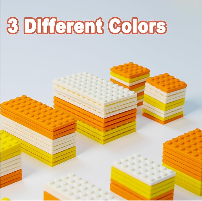 130 Pieces Classic Building Plate 3 Color with 11 Size Building Plate Base Plate Compatible with Lego Parts and Pieces for Most Brands (White Yellow Orange)