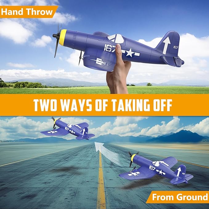 HAWK'S WORK 3 Channel RC Plane F4U Corsair Remote Control Warbird Ready to Fly 2.4GHz 6-axis Gyro Stabilizer Easy to Fly for Kids &amp Beginners