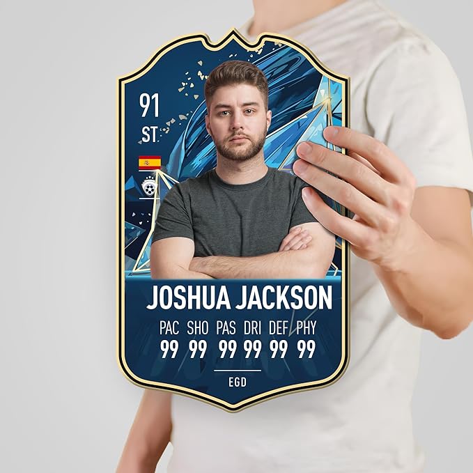 Personalized Plaque | Ultimate Team Card Famous Video Games | Decorations for Bedroom | Party Decorations | Gifts for Boys| Multiple Size &amp Shapes Options (Card 1 - Soccer)