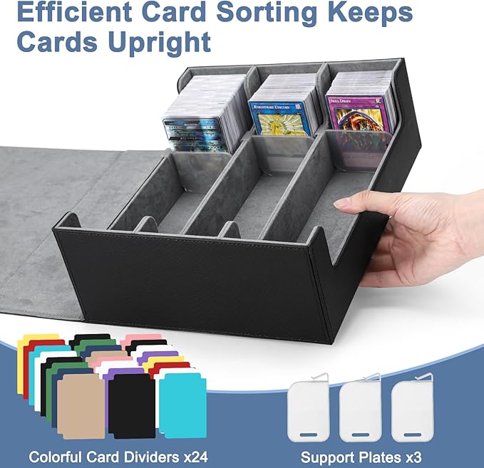 Card Deck Case for Trading Cards 1800+ MTG Card Storage Box Leather Magnetic Closure Storage Box for Magic Commander MTG YuGiOh PKM and Sports Cards