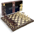 Wegiel Imperator 21-Inch Luxury Wooden Chess Set for Adults and Kids - Handcrafted from Premium Beech and Birch Wood - Unique Folding Design with Chess Piece Storage BrownImperator - Brown