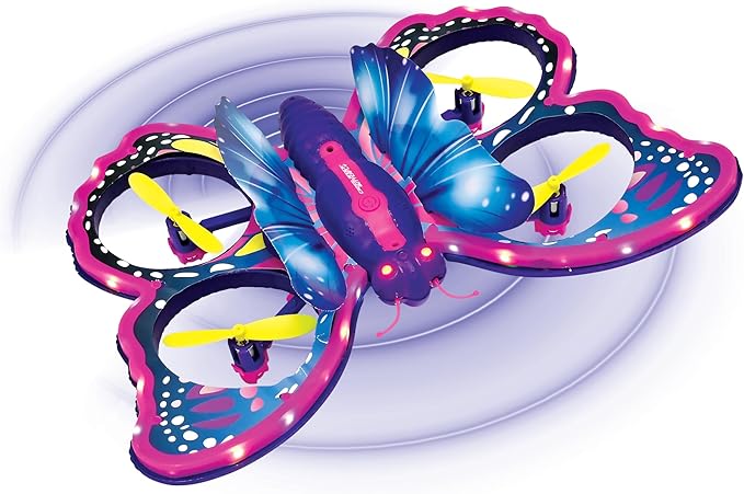 LEXiBOOK Crosslander Butterfly My Remote Control Flying Butterfly Multidirectional Flight up to 12km/h (7 mph) Loopings Remote Control with 2 Control Modes Sound and Light Effects Pink RCBUT