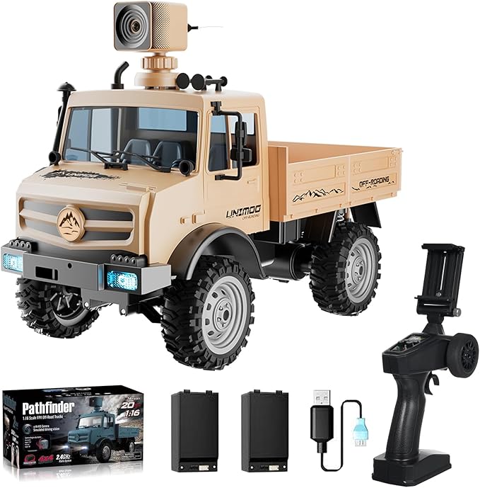 1:16 Scale Remote Control Trucks 2.4GHz RC Car with 720P Camera 20km/h High Speed Full Scale RC Rock Crawler Rear Drive Climbing Car Dual-Mode Remote Control for Teen Adults